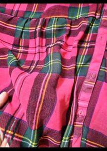 Pink Plaid Long Sleeve Tunic Top