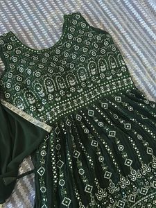 Elegant Green Embroidered Lehenga Set