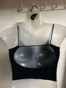 Black Spaghetti Strap Crop Top