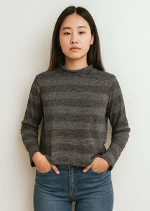 Gray Striped Long Sleeve Top