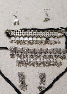 Oxidized Silver Necklace and Earring Set combo