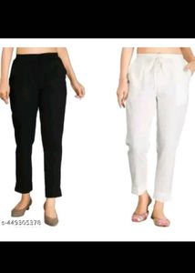 Chic Black & White casual Pants (Set of 2),