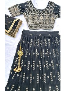 Black Heavy Embroidered Lehenga