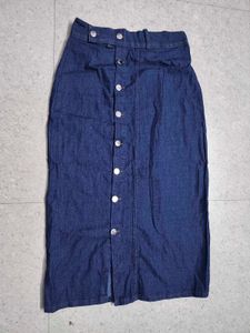 Denim Button-Up Midi Skirt