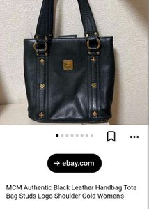 MCM Black Leather Tote Bag