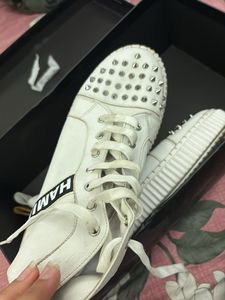 White Studded Platform Sneakers