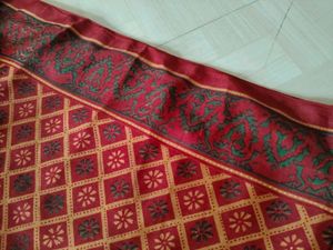 Maroon, Green &amp; Gold Oil Saree