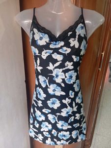 Floral Print Nightgown with Lace Trim
