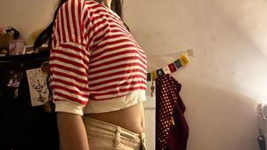 Red &amp; White Striped Cropped Top