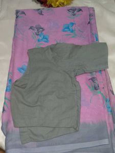 Pink Floral Saree with blouse