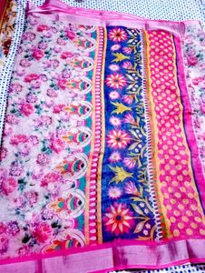 Vibrant Floral Print Saree