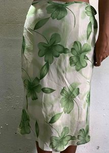 Sheer Floral Print Midi Skirt