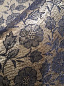 Black floral brocade material