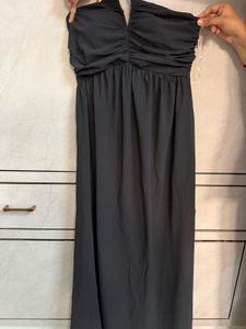 Black solid women dress maxi