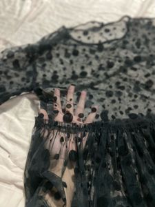 Black Polka Dot Sheer Top
