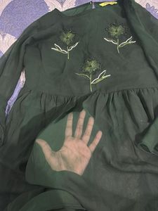 Elegant Green Embellished Gown with palazzo