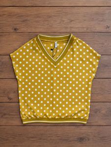 Yellow Polka Dot V-Neck Top