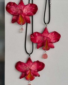 Handmade Orchid Pendants with Dangles