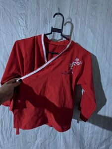 Red Embroidered Kimono