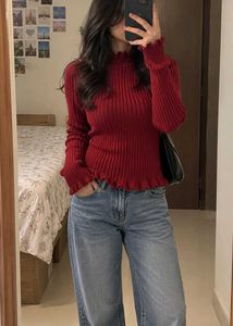 y2k ribbed Turtle Neck top