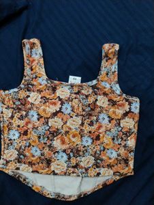 Women's Floral Print Crop Top, Square Neck