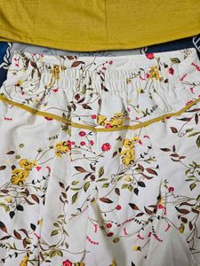 Yellow Kurta with Floral Skirt Set