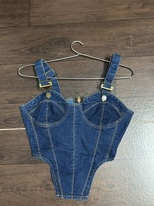 Blue Denim Corset Top