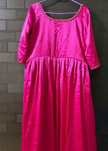 Rani Pink / Magenta Silk Kurta with beads work