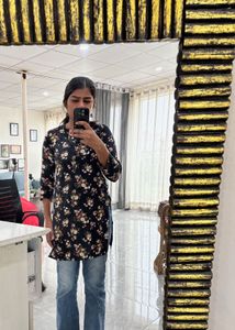 Stylish Black Floral Kurta