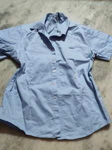 Blue Short Sleeve Collared Shirt