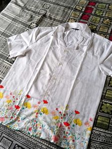 Men's White Short Sleeve Floral Shirt