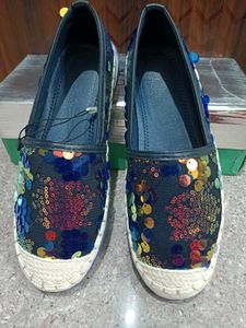 Sequin Embellished Espadrille Flats