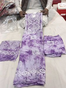 Lavender Tie-Dye Salwar Suit Material