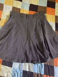 Dark Grey Flared Mini Skirt