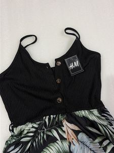 Women's Black Leaf Print Romper