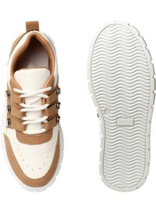 Stylish White &amp; Tan Sneakers woman