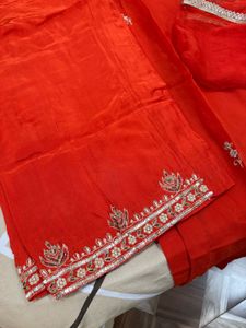 Vibrant Orange Embroidered Kurta Set😍