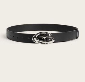 Stylish Black Belt with Unique Silver Buckle