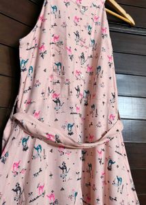 Fusion Pink Printed Shimmery Midi Dress