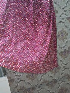 Maroon Bandhani Print Maxi Skirt of 1