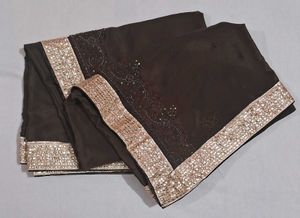 Elegant Brown Silk Saree with Golden Border
