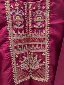 Varanga Maroon Embroidered Silk Kurta