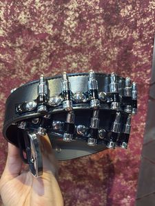 Chunky Black Bullet Belt with Silver Buckle