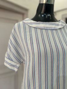 Striped Blouse with Sailor Collar