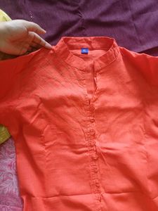Women's Coral Cotton Kurta