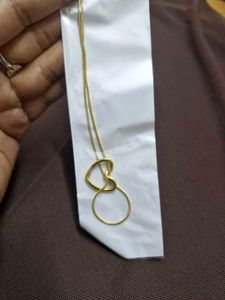 Gold Heart & Circle Pendant Necklace- brand new