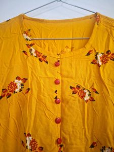 Yellow Floral Print Kurta