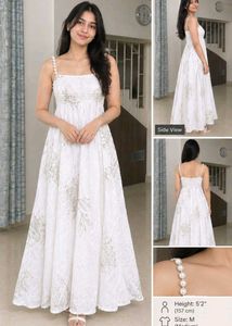 Elegant White Embroidered Ethnic Gown