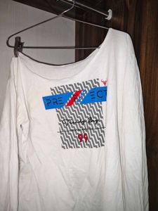 Graphic Print off shoulder Long Sleeve T-Shirt