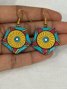 Traditional Tamil Nadu Art Clay Earrings